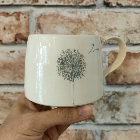 Medium White Monoprint Mug