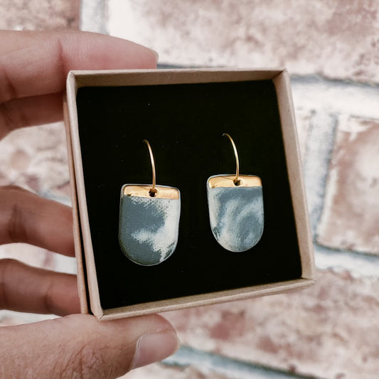 Porcelain Marble Effect Arch Earrings