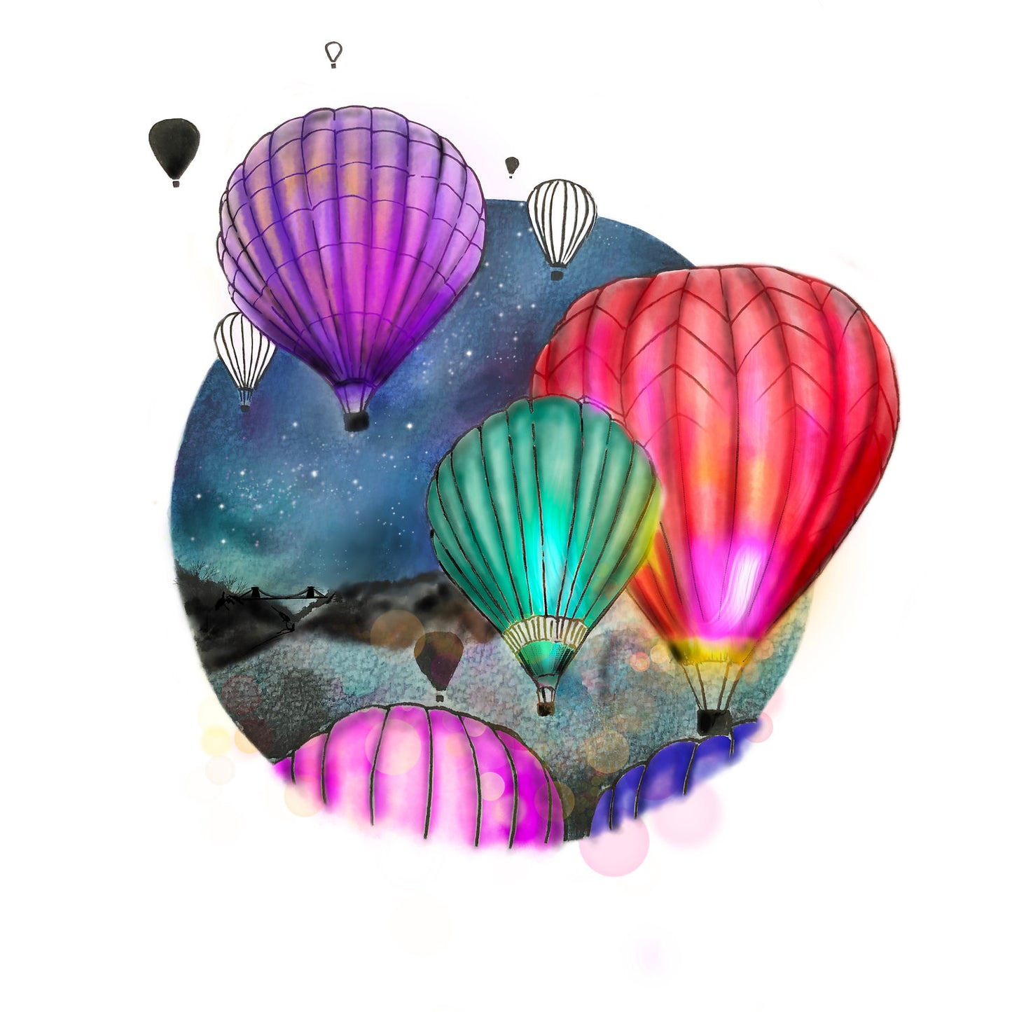 Night Sky Balloons Print