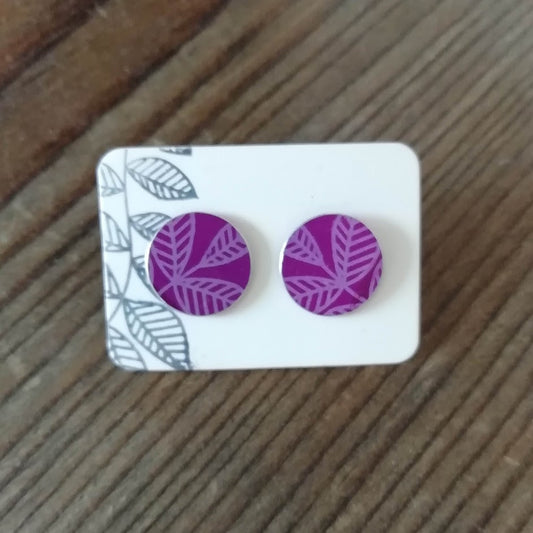 Large Leaf Print Studs