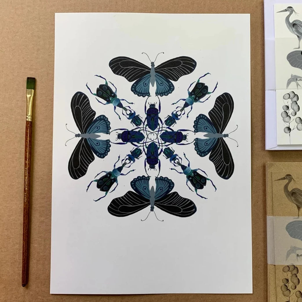Butterfly Mandala Print A4