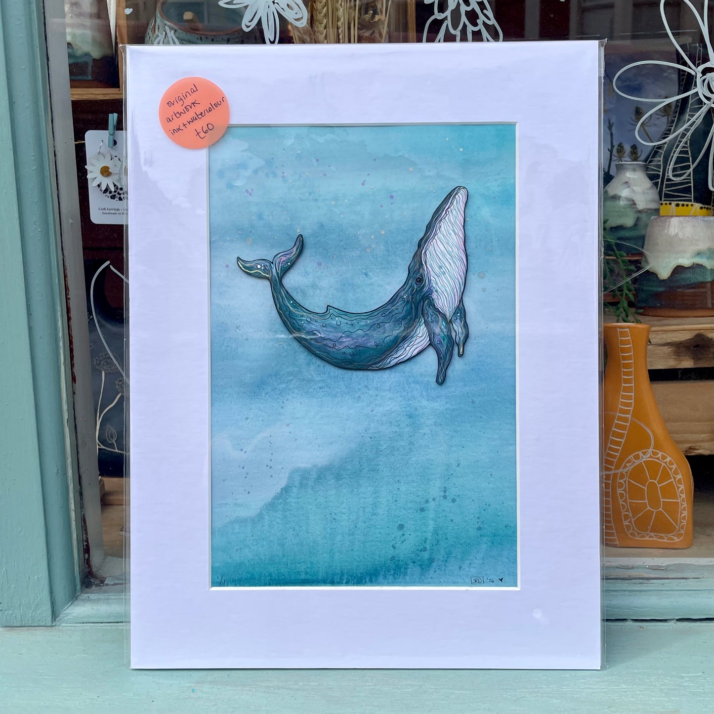 30 x 40cm Humpback Whale Original Watercolour