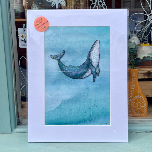 30 x 40cm Humpback Whale Original Watercolour