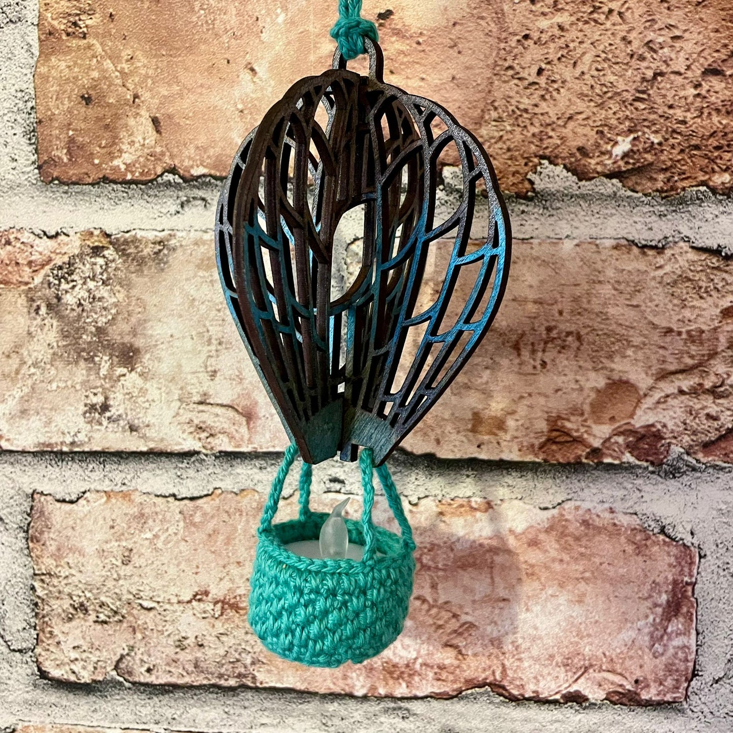 Hanging Bristol Balloon with Crocheted Basket