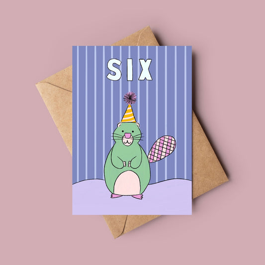 Birthday Beaver Card (Age 6)