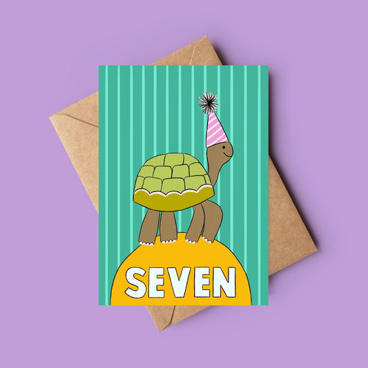 Birthday Tortoise Card (Age 7)