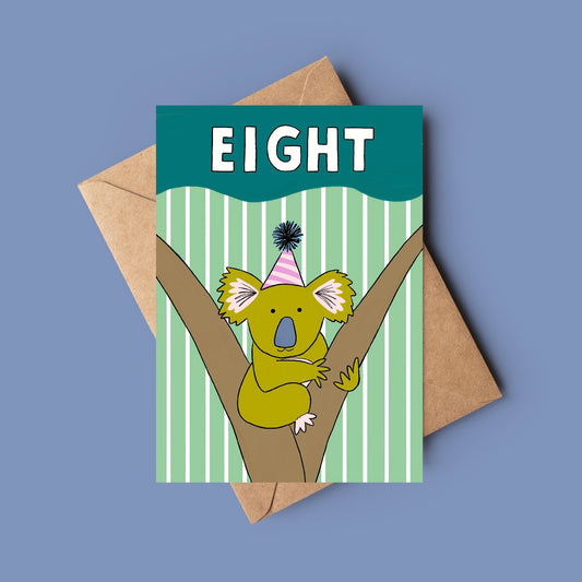 Birthday Koala Card (Age 8)