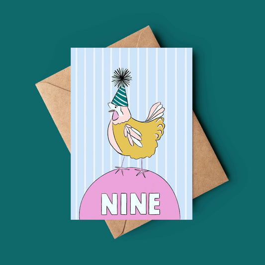 Birthday Chicken Card (Age 9)