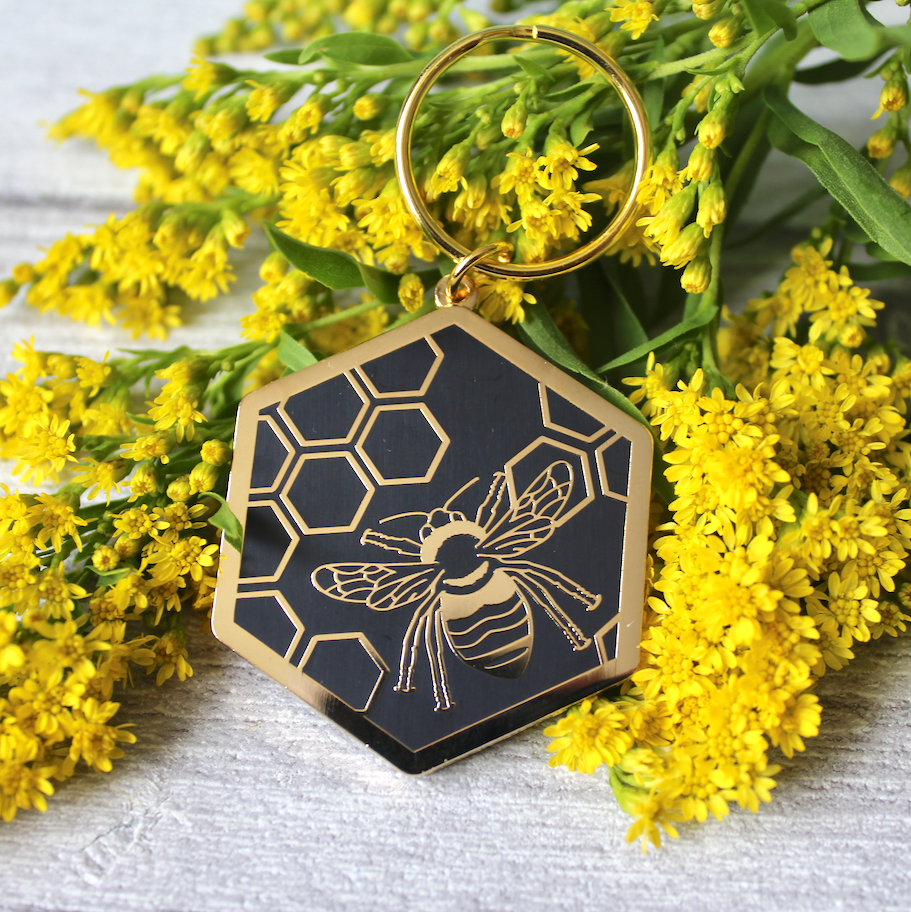 Honeycomb & Bee Keyring