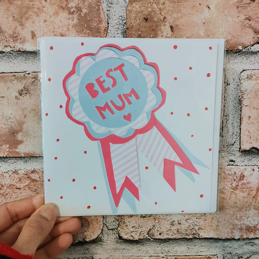 Best Mum Rosette Card