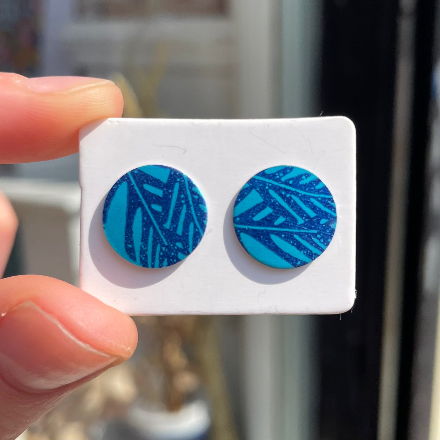 Large Leaf Print Studs
