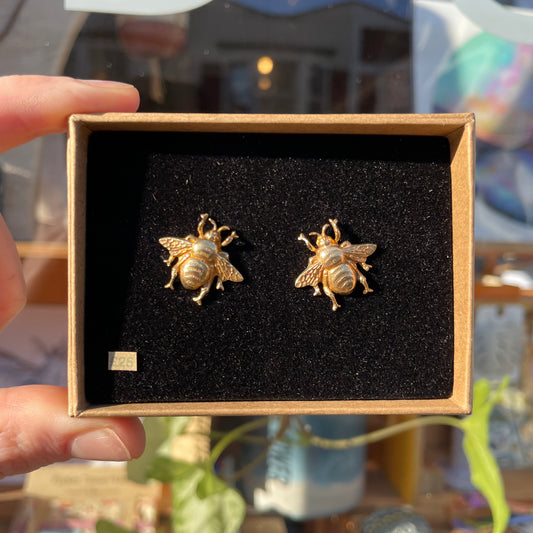 Brass Bee Studs