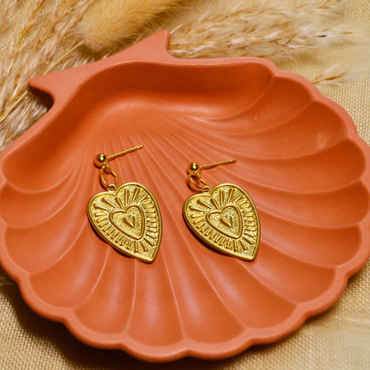 Brass Heart Earrings