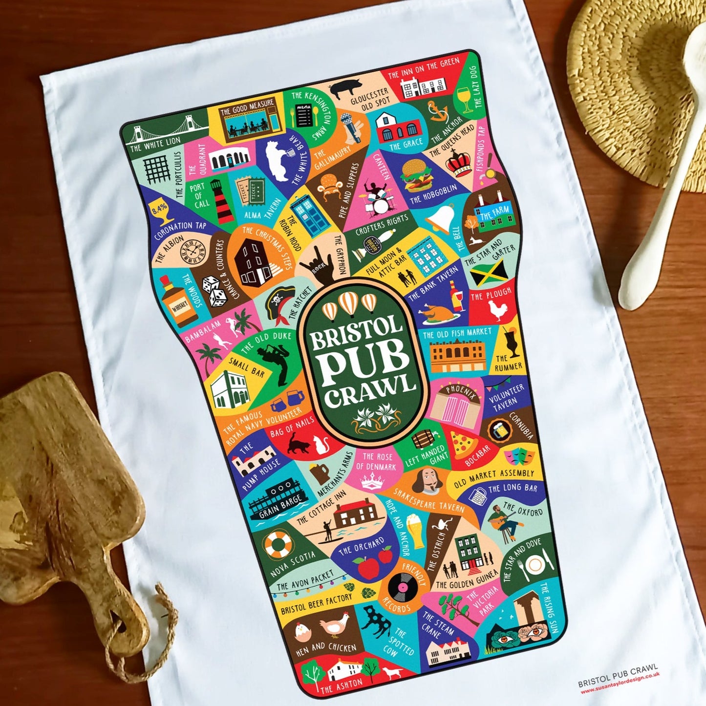 Pub Crawl Tea Towel