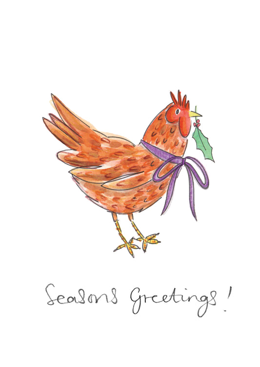 Brown Hen Christmas Card