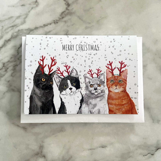 Cats & Antlers Christmas Card