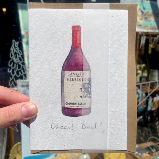 Cheers Dad! Red Wine Bottle Seed Card
