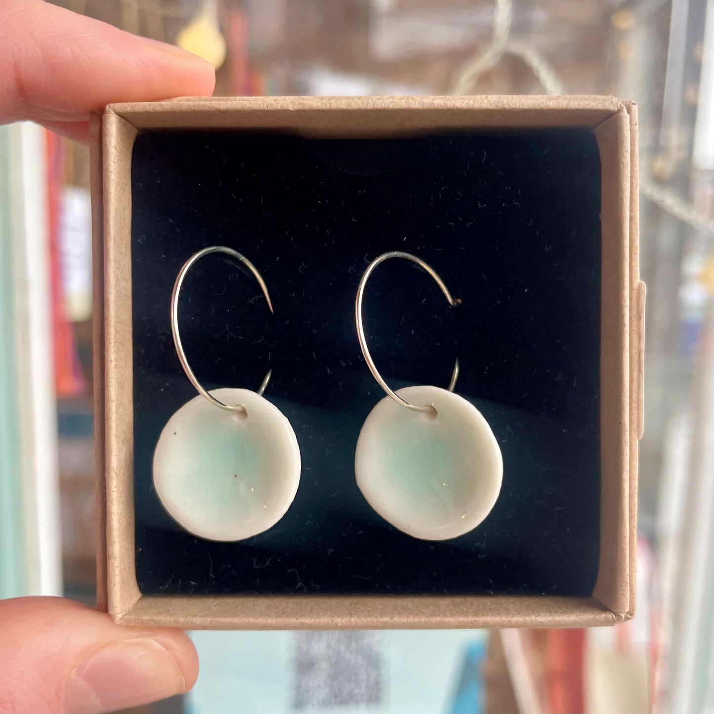 Porcelain Earrings (Silver Plated Hoops)