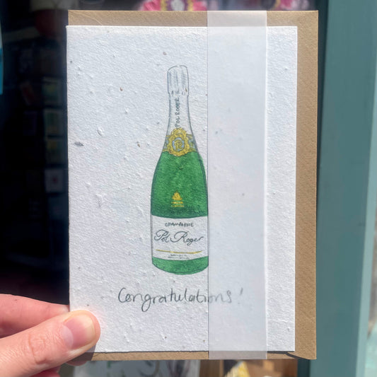 Congratulations! Champagne Bottle Seed Card