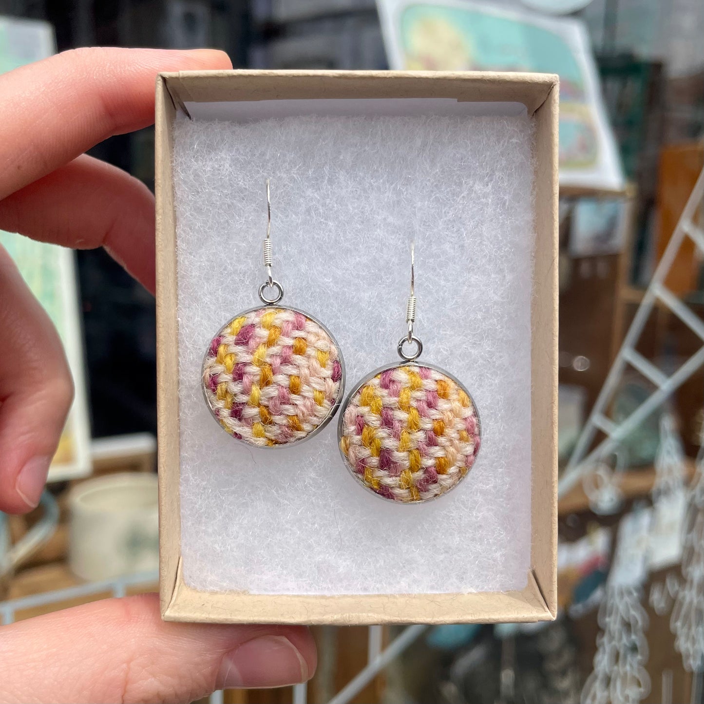 Large Drop Earrings Wool Design