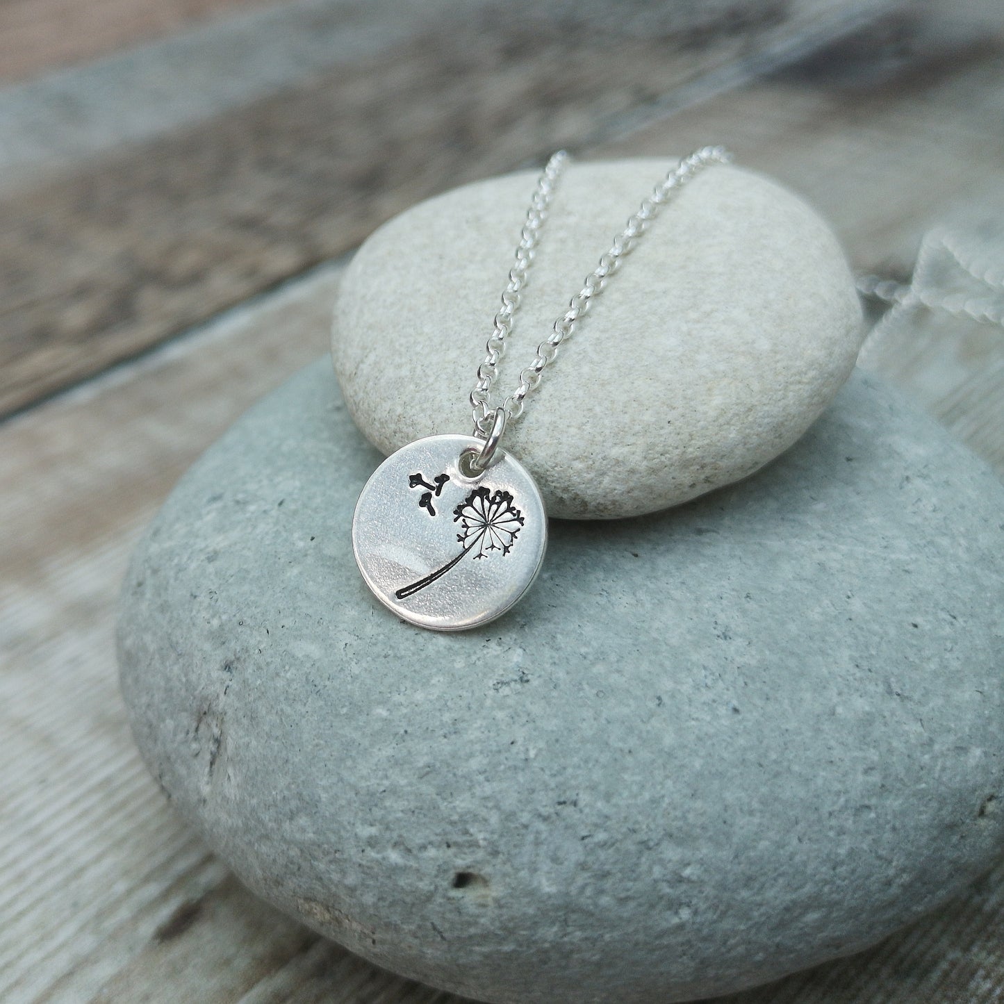 Silver Necklace - Dandelion - Russian Ring - Octagon