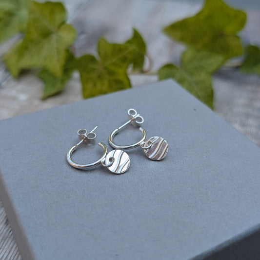 Silver Stud Earrings - Wavy - Leaves
