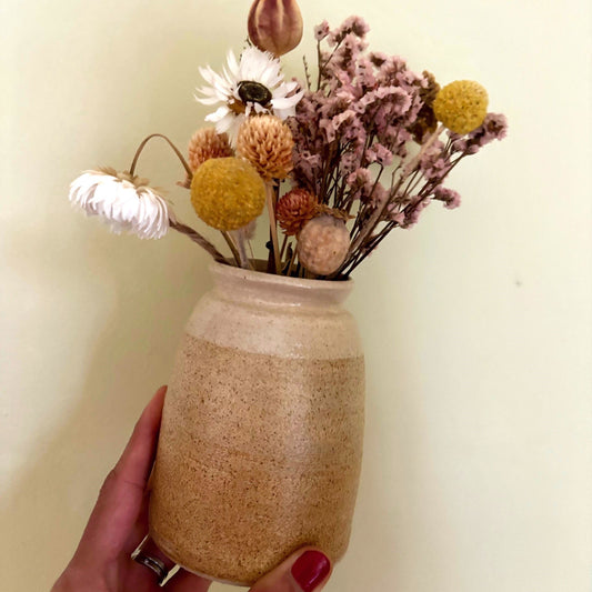 Double Fired Bud Vase Warm Speckles