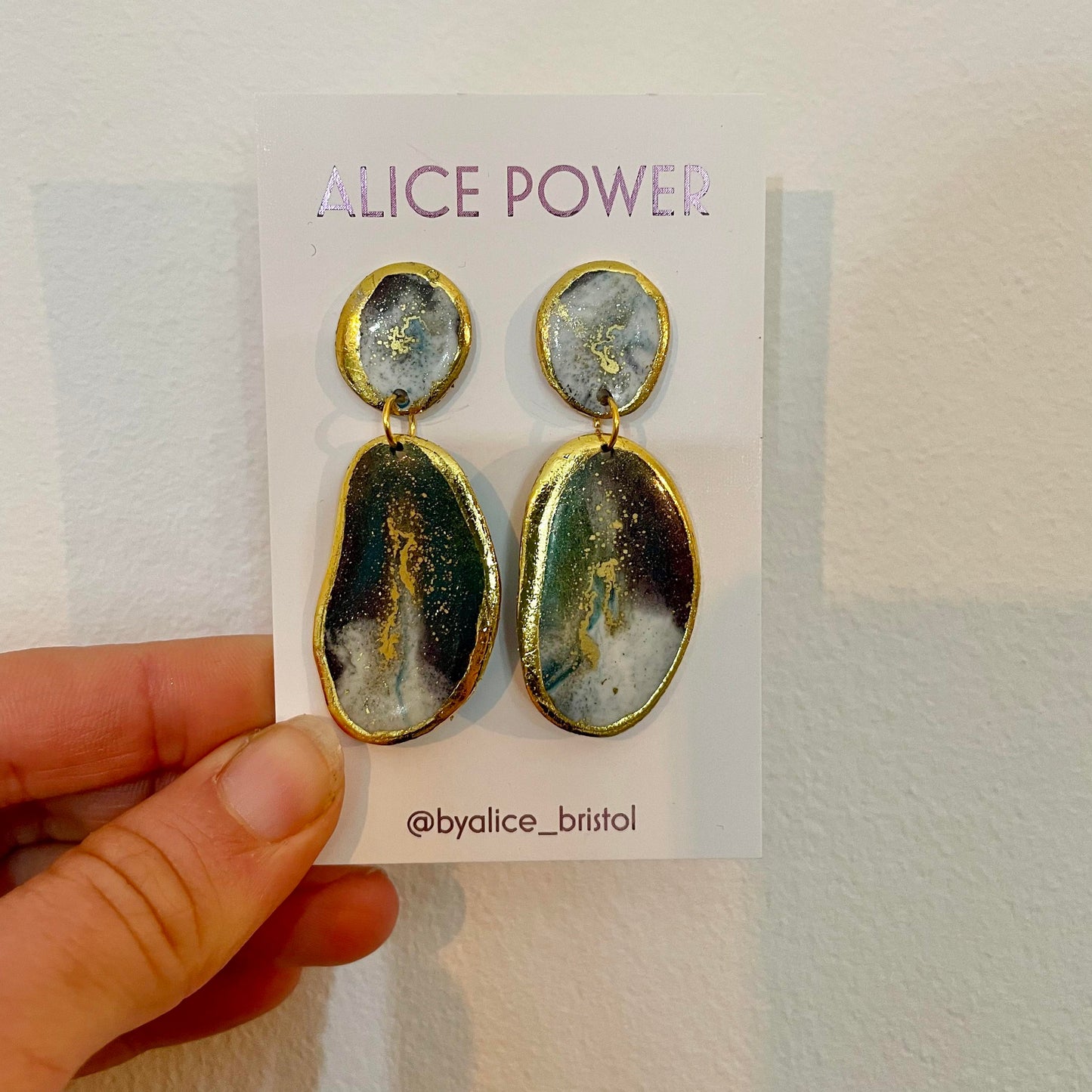 Double Resin Geode Earrings