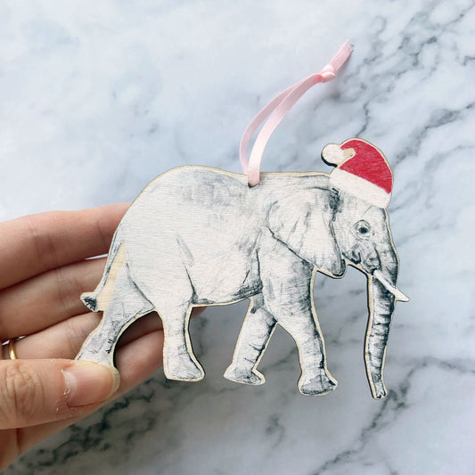Elephant Wooden Christmas Decoration