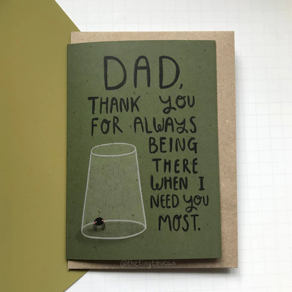 Greeting card with a message to a dad on a green background