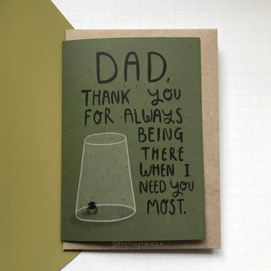 Greeting card with a message to a dad on a green background