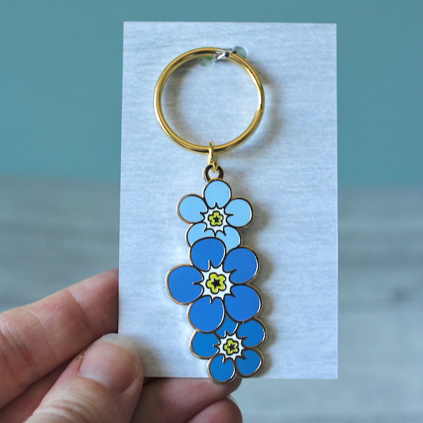 Forget Me Not Flowers Keyring