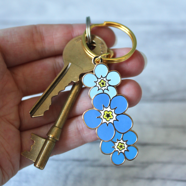 Forget Me Not Flowers Keyring