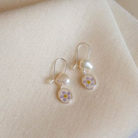 Forget-Me-Nots Earrings with Fresh Water Pearl