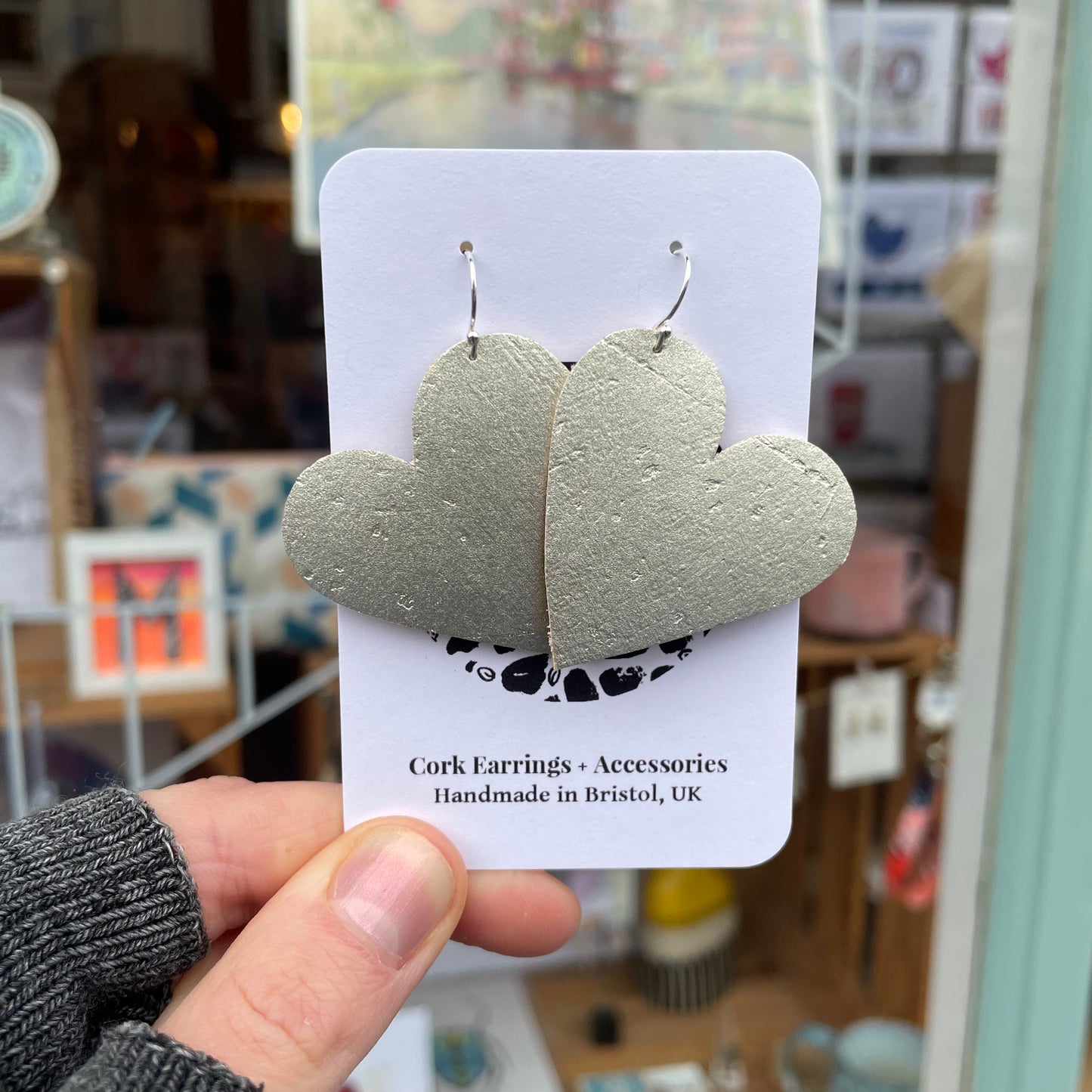 Golden Heart Cork Earrings