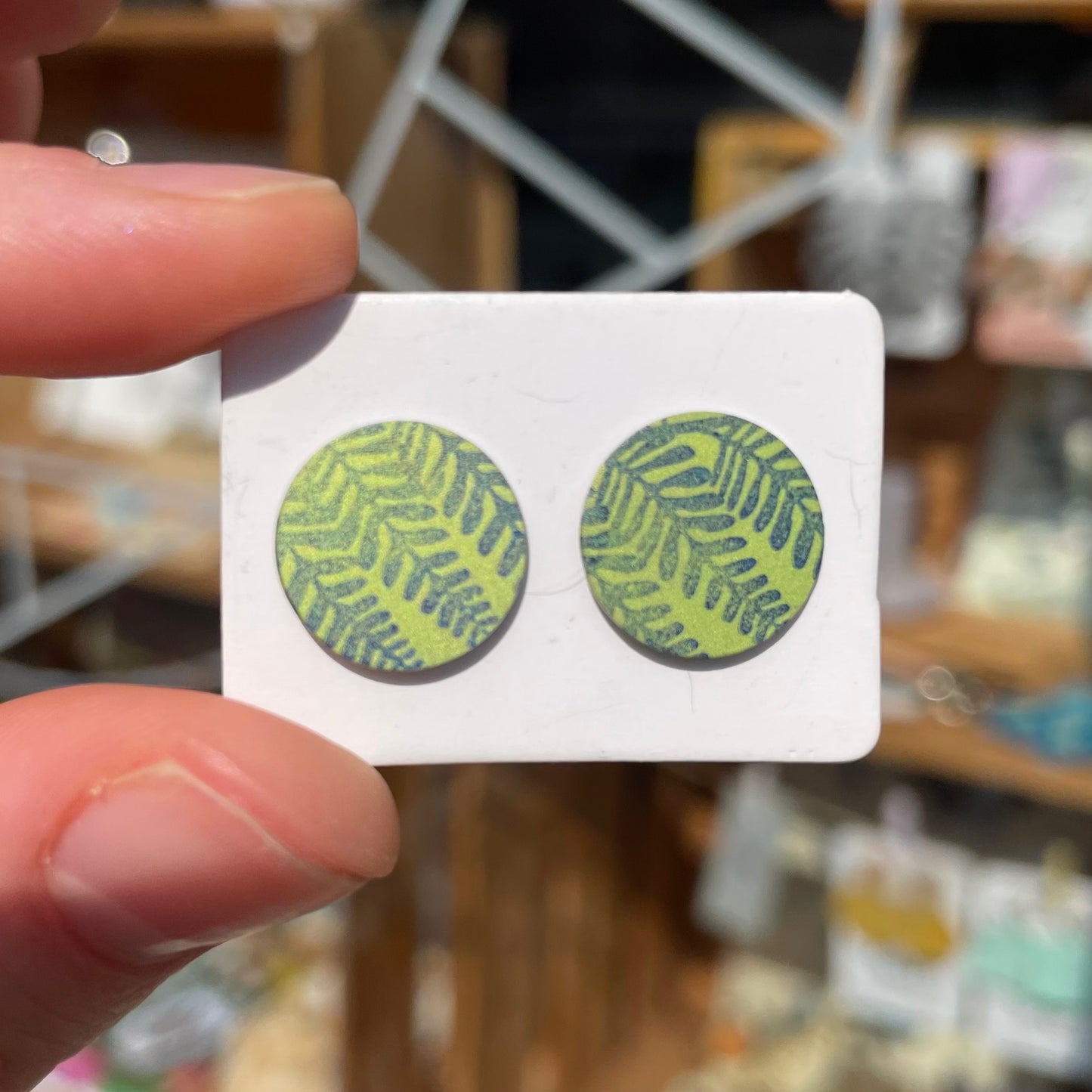 Large Leaf Print Studs