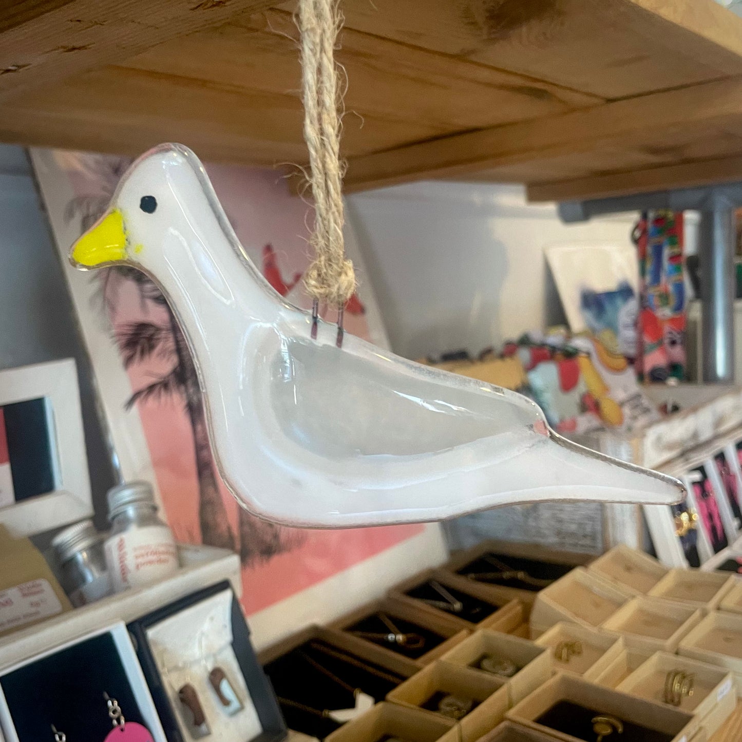 Fused Glass Hanging Seagull
