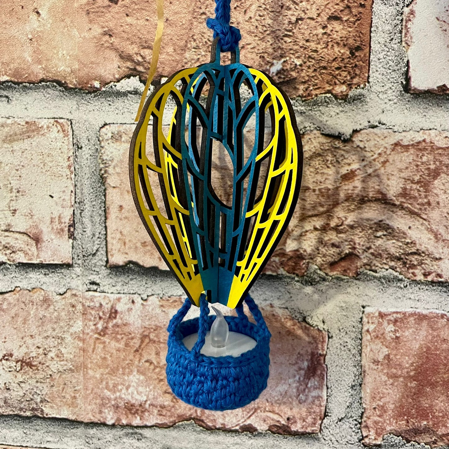 Hanging Bristol Balloon with Crocheted Basket