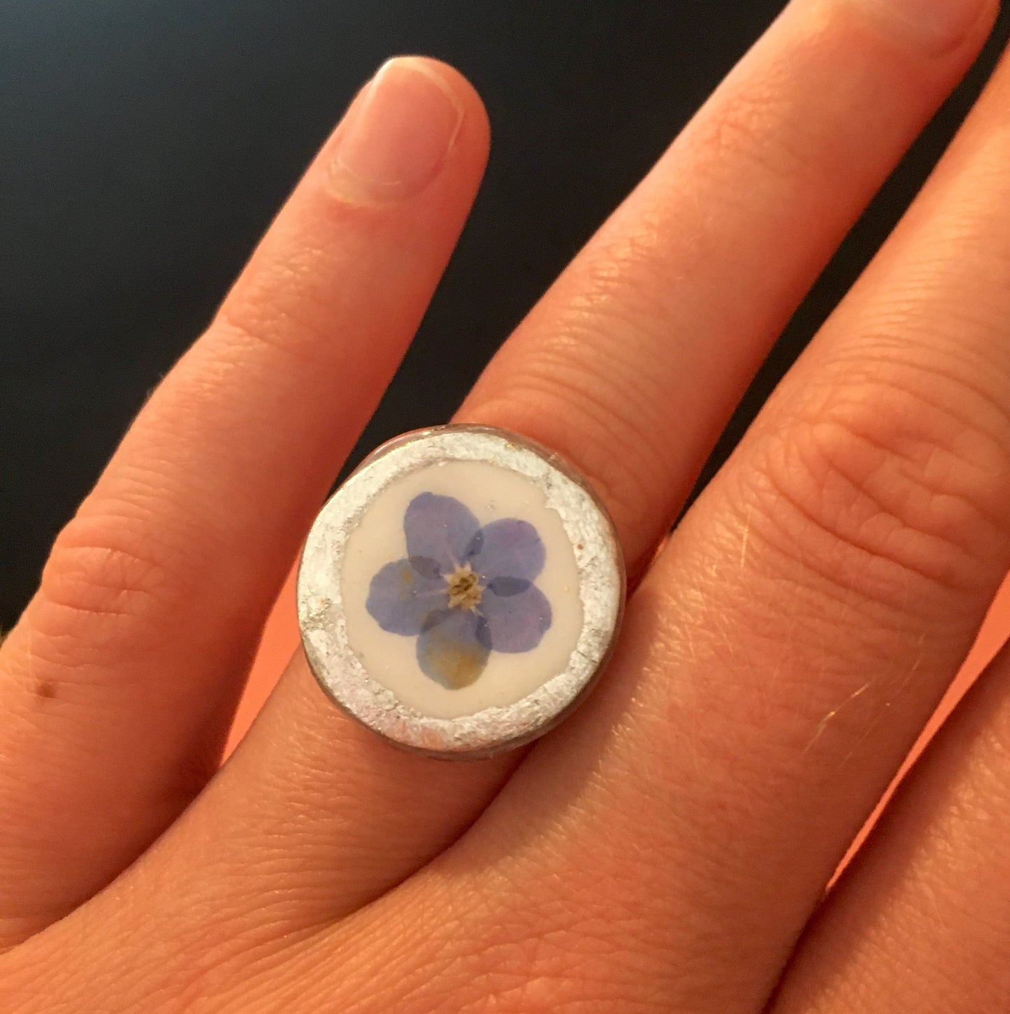 Adjustable Rings - Pressed Forget-Me-Nots