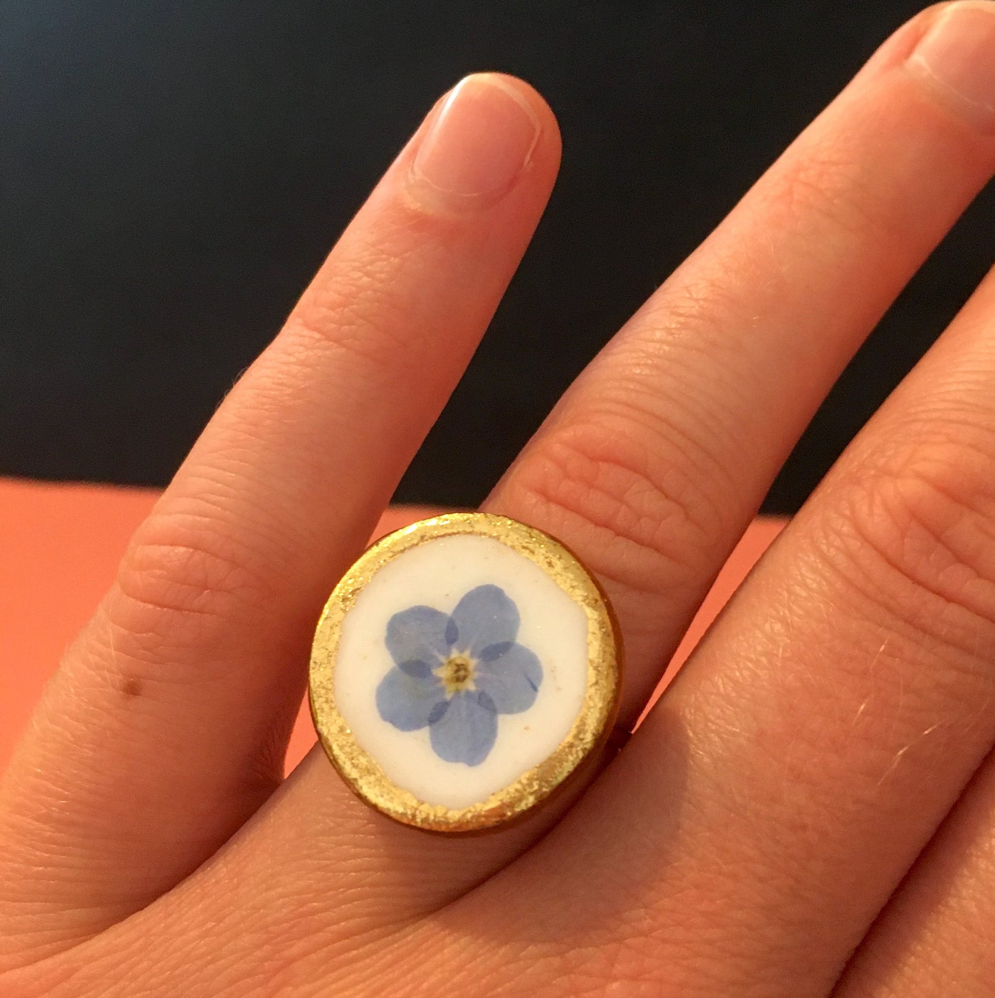 Adjustable Rings - Pressed Forget-Me-Nots