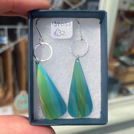 Large Striped Tear-Drop Earrings