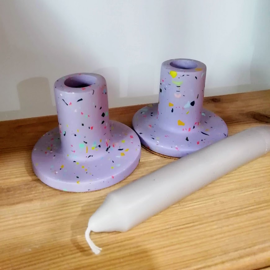 Lilac Terrazzo Candle Stick Holder