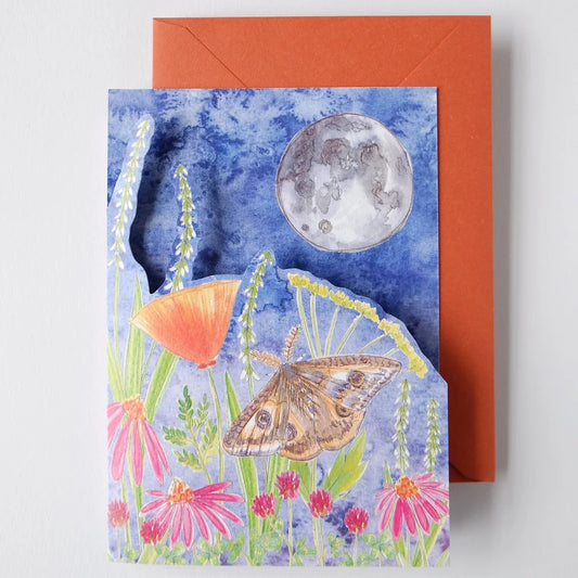 Moth & Moon Die-cut Card