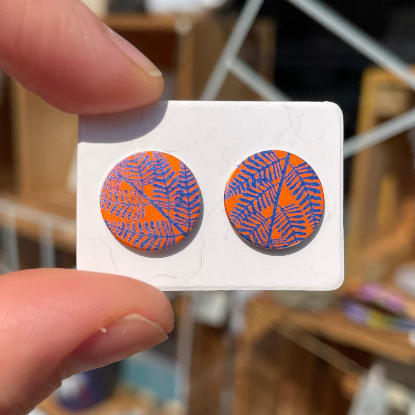 Large Leaf Print Studs