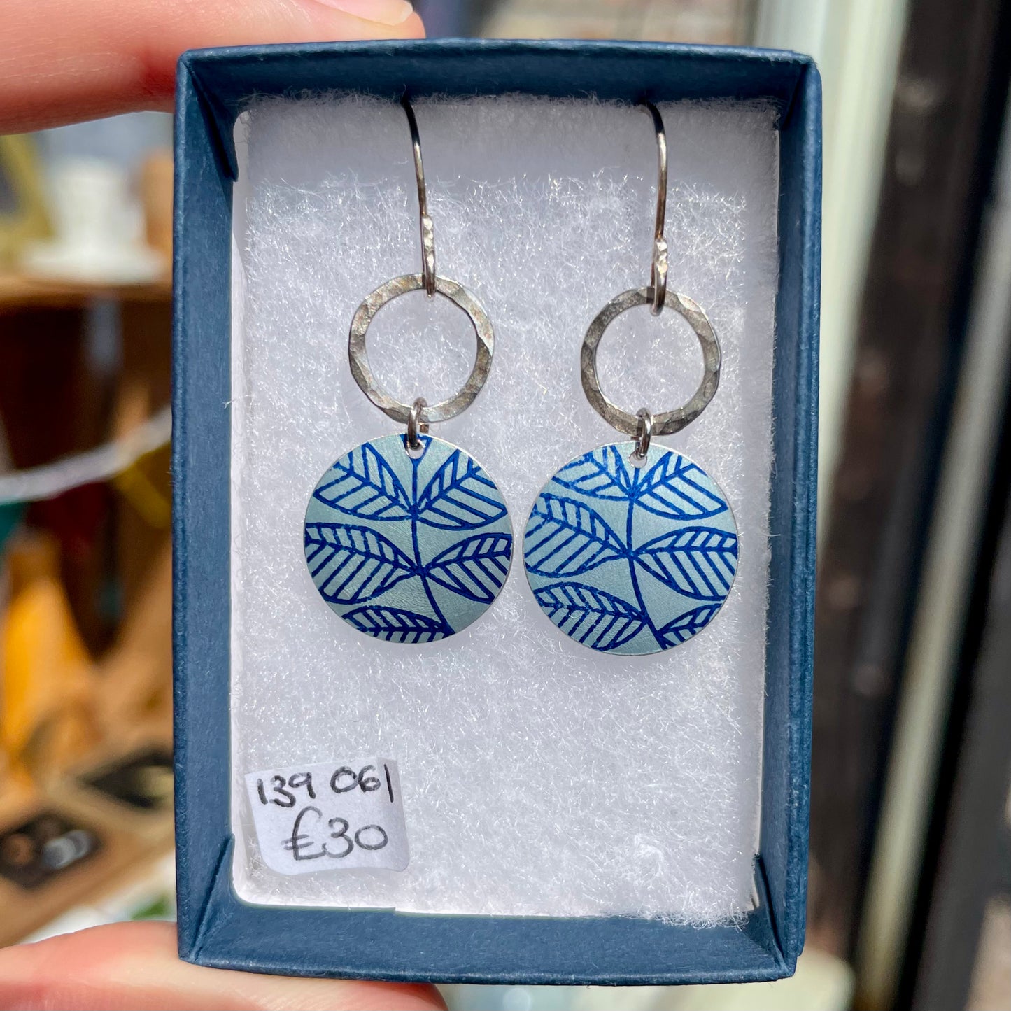 Leaf Circle and Silver Ring Earrings