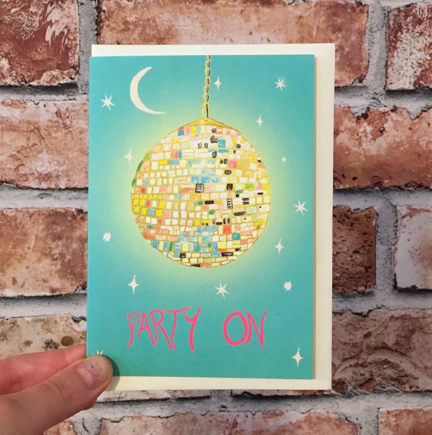 Party On Disco Ball Card