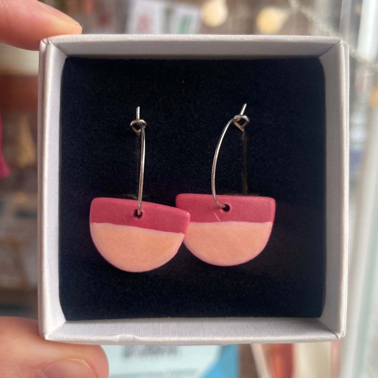 Porcelain Earrings (Silver Plated Hoops)