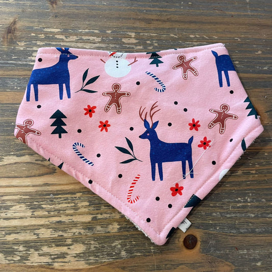 Gingerbread Deer Pink Dribble Bib