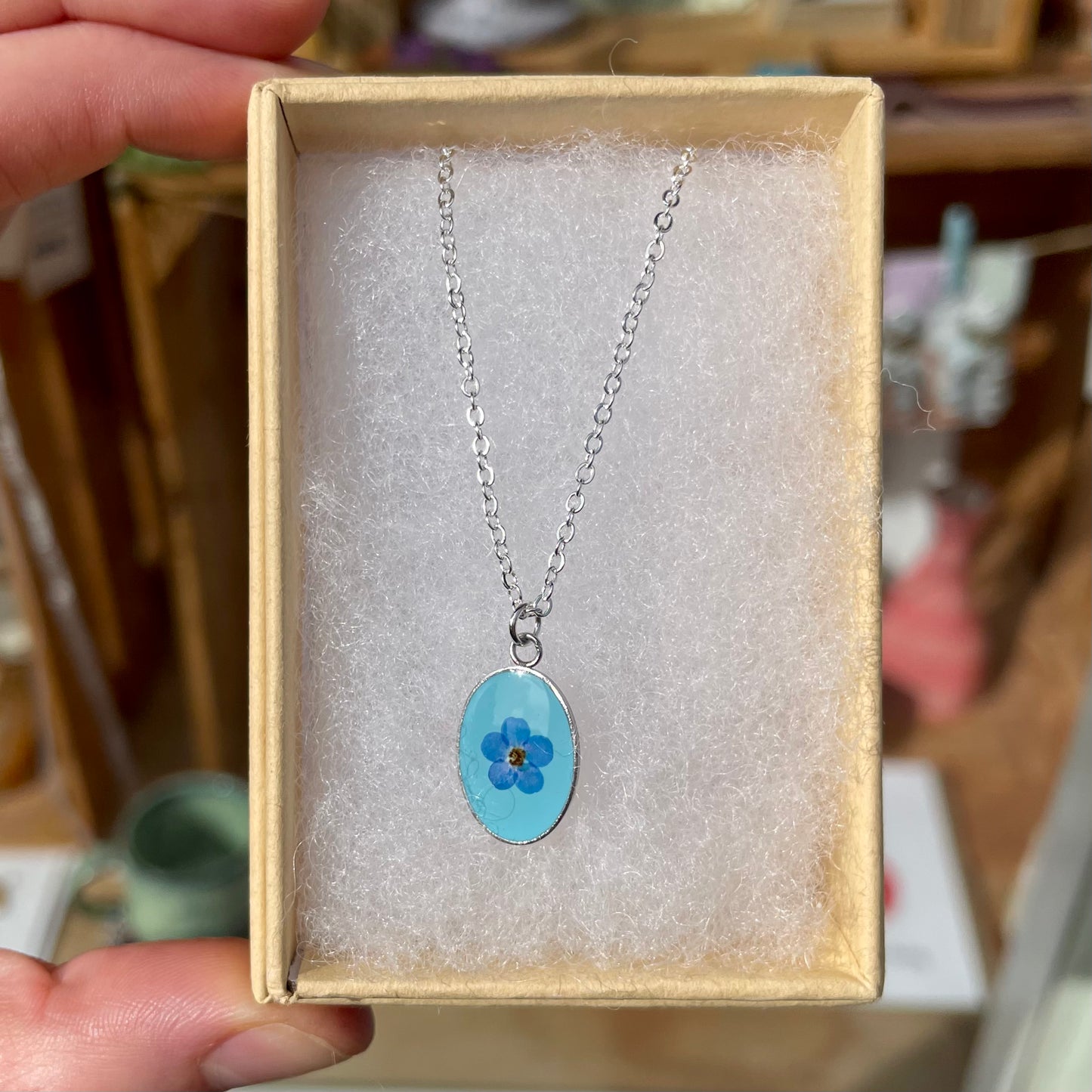 Pressed Forget-Me-Nots Necklace