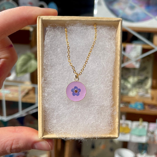 Pressed Forget-Me-Nots Necklace